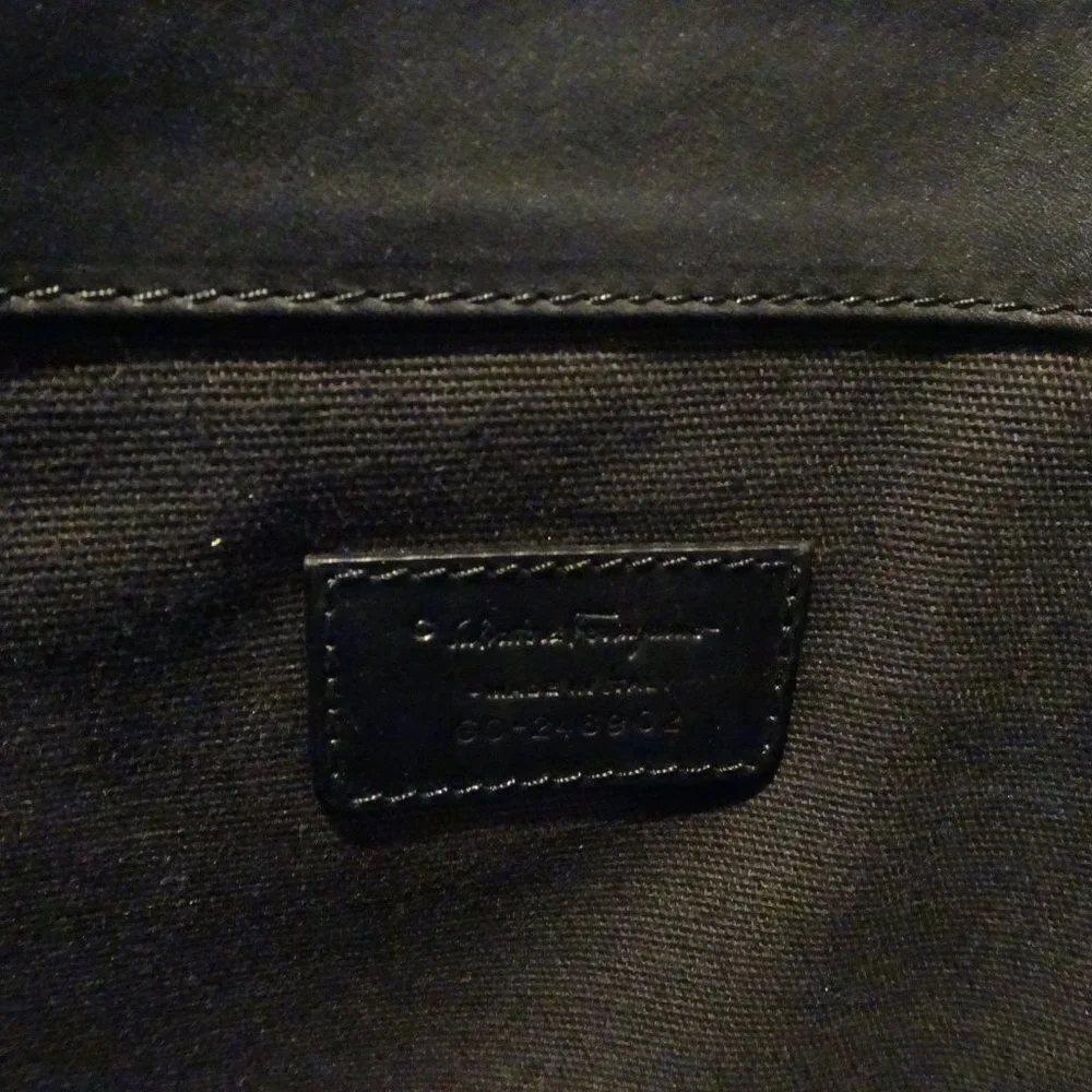 Salvatore Ferragamo Black Leather Briefcase Messenger Bag Satchel No Strap